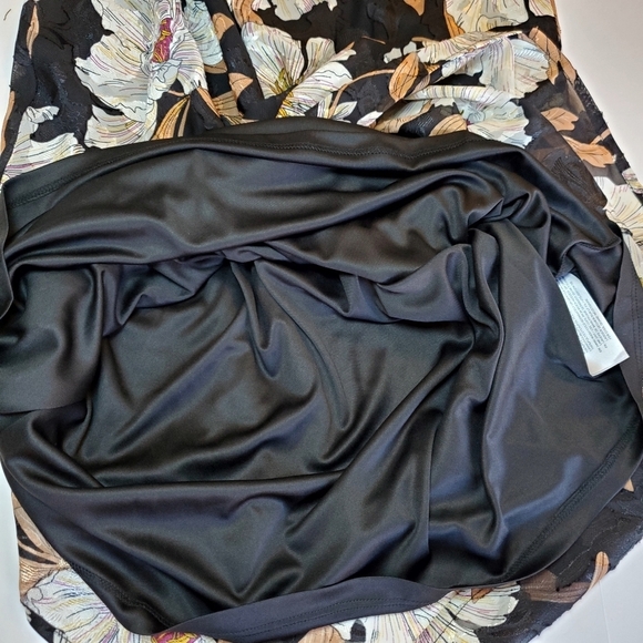 NWT Band of Gypsies BOG Collective Black Floral Slip Skirt L - Picture 10 of 12